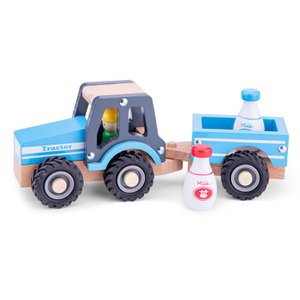 Wooden Tractor with Trailer - Milk Cans