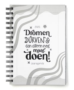 Annual diary 2025 A5 Black White // Goals diary with ring binder