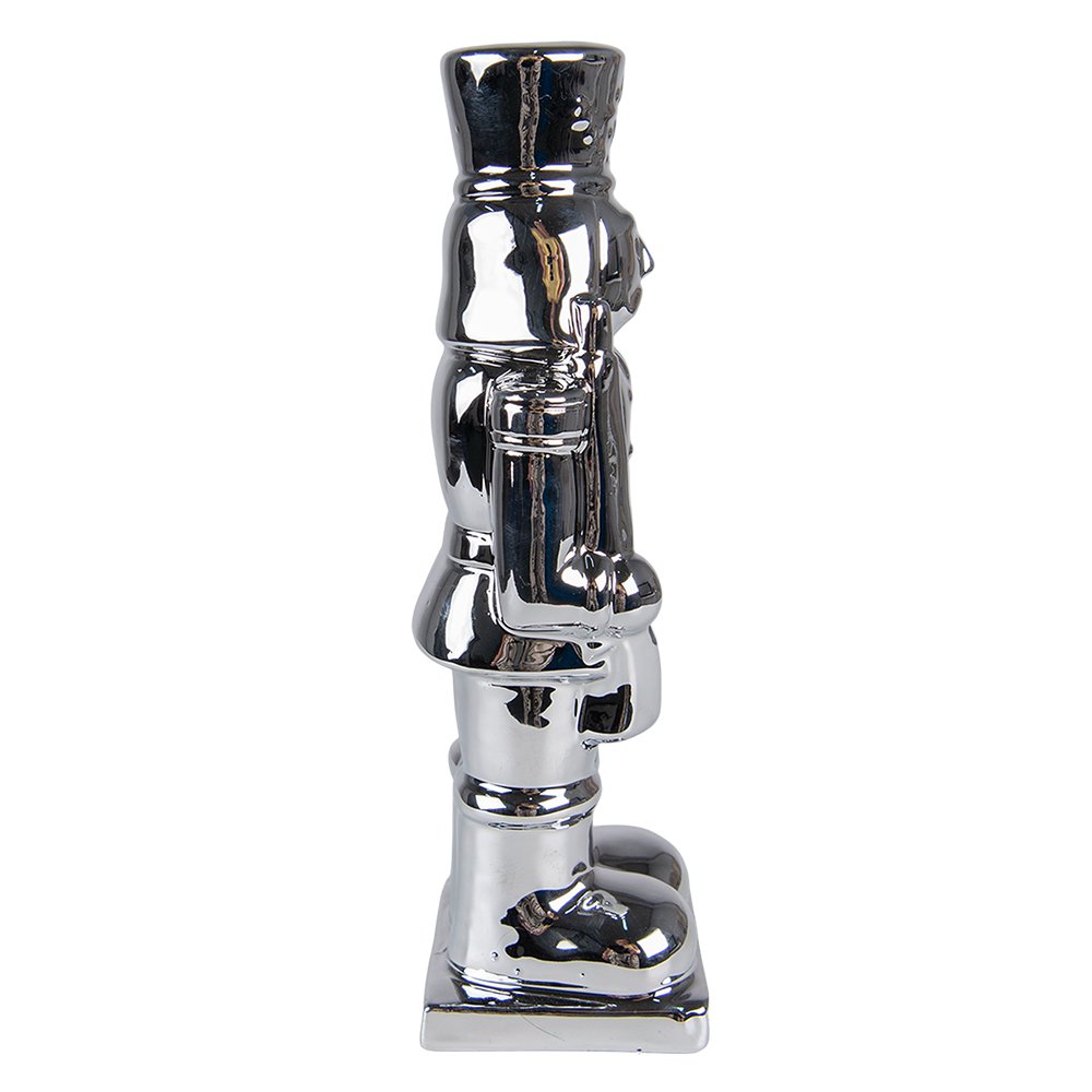 Beeld Notenkraker 23 cm Zilverkleurig Porselein Kerstdecoratie