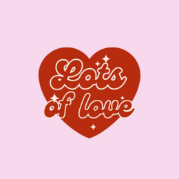 Decorative tealight holder with a message of love. Cylindrical glass container with a metal mesh exterior, containing a tealight candle. Wooden box with a heart-shaped stamp and the text "Sending you lots of love".