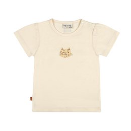  Kids t-shirt pearled ivory cream short sleeves cat face print graphic design