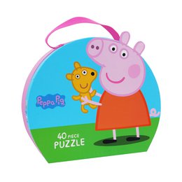 Peppa Pig - Puzzle Suitcase - Peppa Teddy, a 40-piece puzzle featuring Peppa Pig and her friend, in a colorful, cartoon-style design.