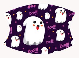 Spooky Halloween-themed face masks featuring ghostly designs and patterns. The masks are made of a soft, breathable material and have adjustable ear loops for a comfortable fit.