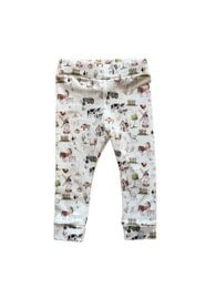 Countryside-themed baby pants with various animal prints and patterns. Available in sizes 44-104.
