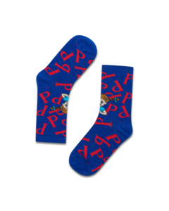 koaa – Pippi Langkous “P” – Easy Socks blauw/rood