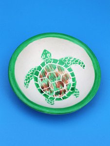 Kleine schildpadkom (groen en blauw) - speksteen