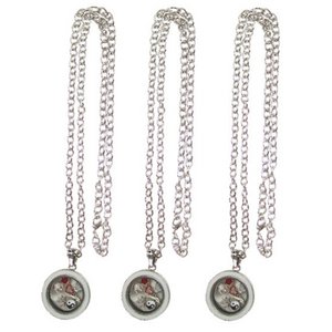 Set van 3 glazen medaillon collier met hanger bedels in wit rond rham design inclusief vullingen