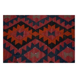 Handgefertigter Vintage Teppich in Rötelbraun