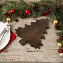  Rustic wooden tree-shaped cutting board for everyday prep, snack serving, and kitchen display. Available in various colors including mist, pure, ice brown, chocolate, charcoal, white wash, cinnamon, and black.