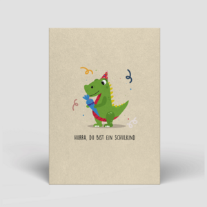 Postcard - School Enrollment - Dino with school cone - No. 91