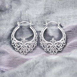 Gode ​​Karma Sølvspidse Creoler - 925 Sterling Boheme Style Øreringe OHR925-11