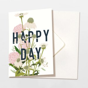 Folding card Happy Day pink flowers with envelope, FSC certified