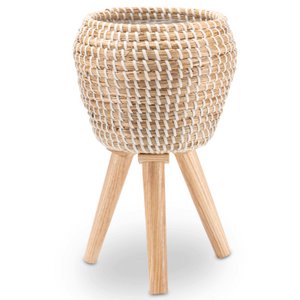 Blumentopf aus Seegras geflochten, mit integriertem Ständer