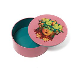 Rosana round metal tin box