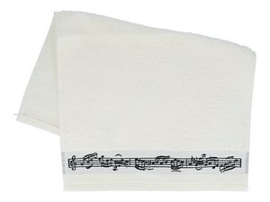 crèmekleurig gastendoekje met rand van notities