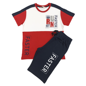 Jungen Set, Shorts mit T-Shirt "Faster", Größe 128/152