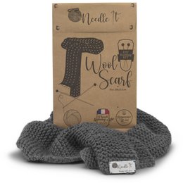 NEEDLE IT® breipakket voor volwassen beginners compleet met breinaalden - DIY breiwollen sjaal - cadeau-idee (grijs)