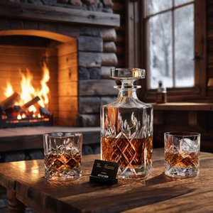 Handmade Crystal Whiskey Decanter Set Royal - Limited Edition - Handmade in Italy