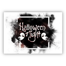 Spooky Halloween invitation card with ghosts. Includes envelope and blank insert. Stylish black and white design with "Halloween Night" text.