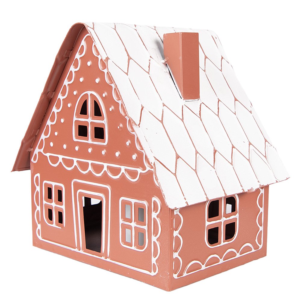 Decoratie Huis met LED 23x18x23 cm/ 3x AAA Bruin Metaal