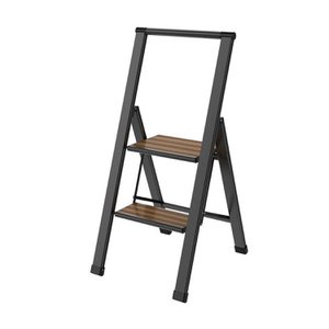 ZWART ALUMINIUM LADDER 2 BAMBOEHOUTEN TREDEN 44,5X5,4X99CM ST84579