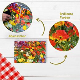 Artipics placemats flower meadow 4 piece placemats washable plastic each 42 x 30 cm summery colorful flowers natural table decoration for the kitchen, dining area, guests, indoors, outdoors
