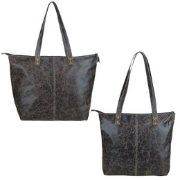 Large brown leather tote bag with vintage/retro style. Suitable for A4 documents and can be used as a university/student bag. Available in two sizes.