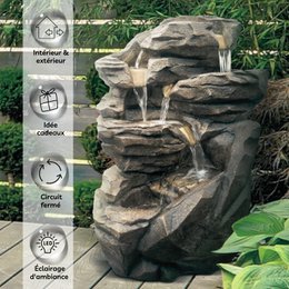 Fontaine XL- Niagara - Intérieur et Extérieur Cascade 5 Niveaux – Fontaine Jardin Terrasse Salon Nature Zen Lumière LED