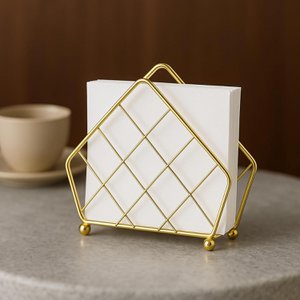 Gold Napkin Holder – Freestanding Tissue Stand – Durable Metal for Countertop Display