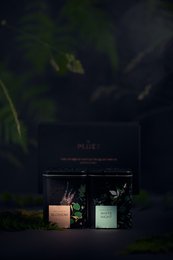 A gift set of Nordic-inspired tea blends, featuring a variety of herbal and black tea flavors in elegant packaging.