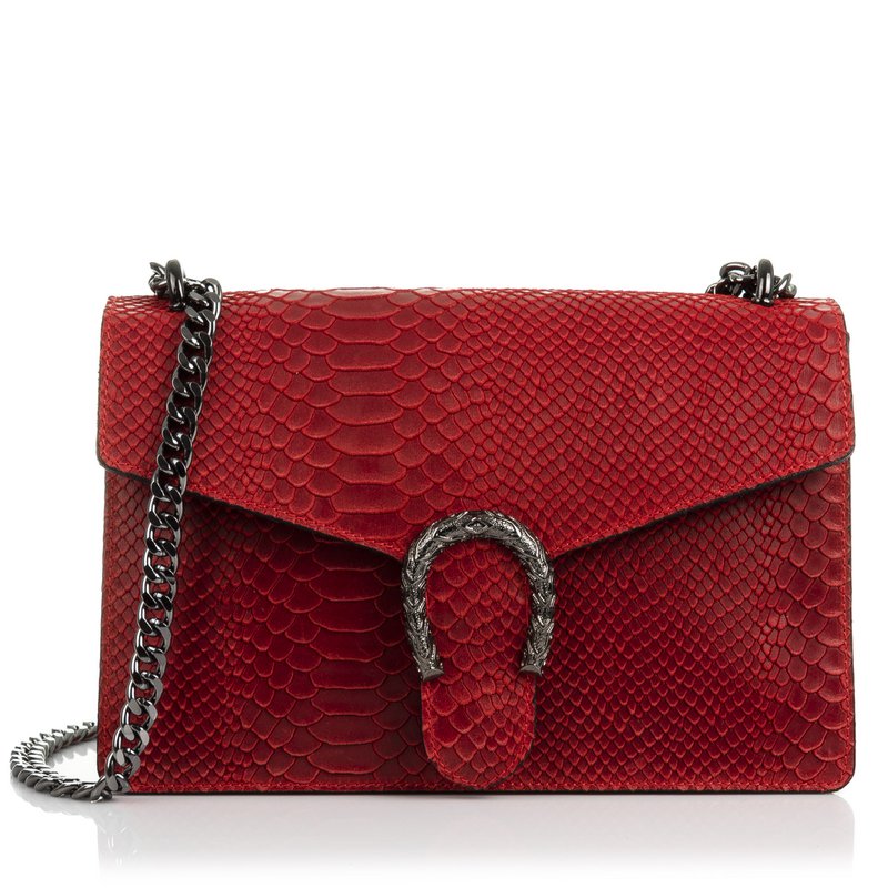 Florence Artegiani. Luce Damenhandtasche. Schlangenleder-Gravur aus echtem Wildleder