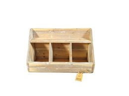 Wooden storage box with 3 compartments, suitable for organizing and storing various household items.