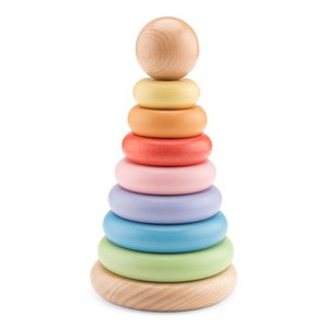 Houten Stapelringen - Regenboog Stapeltoren