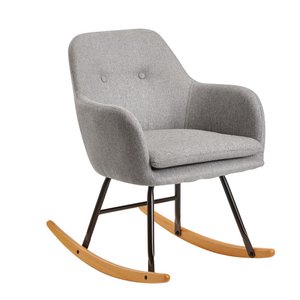 schommelstoel donkergrijs 71x76x70cm design relaxfauteuil Malmo stof/hout | Schommelstoel met frame | Gestoffeerde relaxstoel schommelstoel | Moderne schommelstoel fauteuil