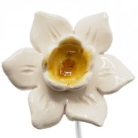 Narcis bloem keramiek wit/ geel 4,5cm