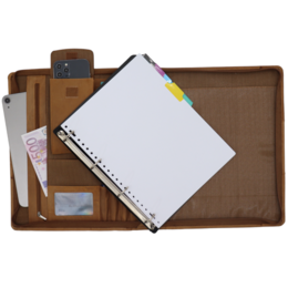 Estuche de cuero para escritura A4 - Carpeta para conferencias - Carpeta para documentos A4 - Funda para tableta y portátil - Carpeta de anillas extraíble