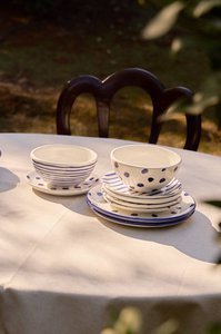 Set 3 small plates (blue dots)