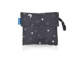 Blackout curtain with star and moon pattern, available in black, navy, grey, and beige colors, suitable for baby room or any room.
