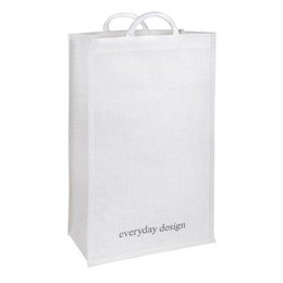 Large off-white jute shopping bag with sturdy handles.