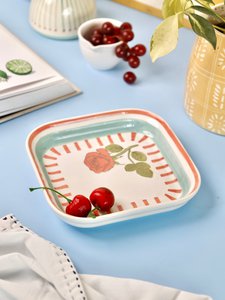 Tea Garden Handgeschilderd Keramisch Vierkant Snackbord 15,5 cm