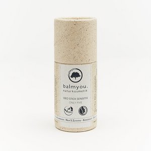 balmyou Deodorant Stick Sensitive Only Five (50 g): handmade, grass paper tube, vegan, 5 ingredients