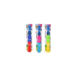  Colorful foam rocket launcher toy with bright red, blue, pink, yellow, green colors, 28cm tall launcher.