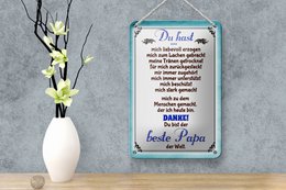 Tin sign saying 12x18cm Thank you to the best dad decoration