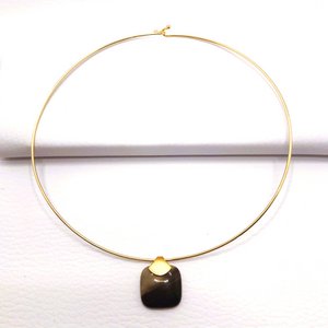 Rahmenloser quadratischer Edelstein-Halsreif - Polychromer Jaspis