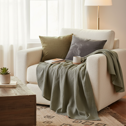Soft, cozy linen throw blanket available in a variety of colors including cinnamon red, dark green, hot pink, natural, shadow purple, stone green, and storm blue. Ideal for adding warmth and style to any living space.