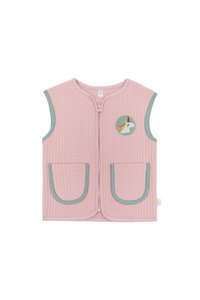 Contrast Binded Quilted Vest - Salmon Pink