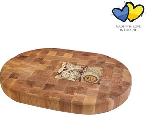  Ovalen houten snijplank - 44 x 32 x 4,5 cm - Horeca kwaliteit hakblok hout - Bruin