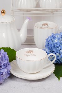 Royal Rose cup & saucer white with gold rim 200 ml Isabelle Rose