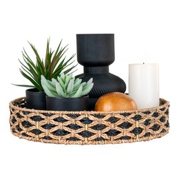 Bandeja Nerja - Seagrass, Negro/Natural - Ø38 cm
