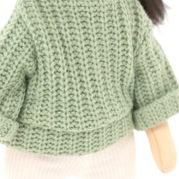 Weiches Spielzeug, süße Schwestern - Lilu in einem grünen Pullover + Bonuszubehör (35 cm)